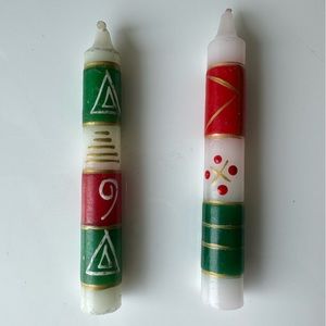 Set of 2 hand painted taper 6 in candles